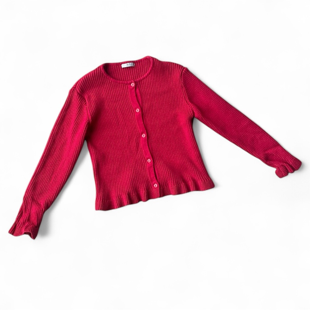 Dr. Kid red knit cable cardigan button down sweater - size 8 years